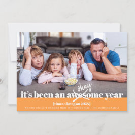 Tarjeta Festiva Naranja Ok Año Nuevo Divertido Foto Moderno Negrit