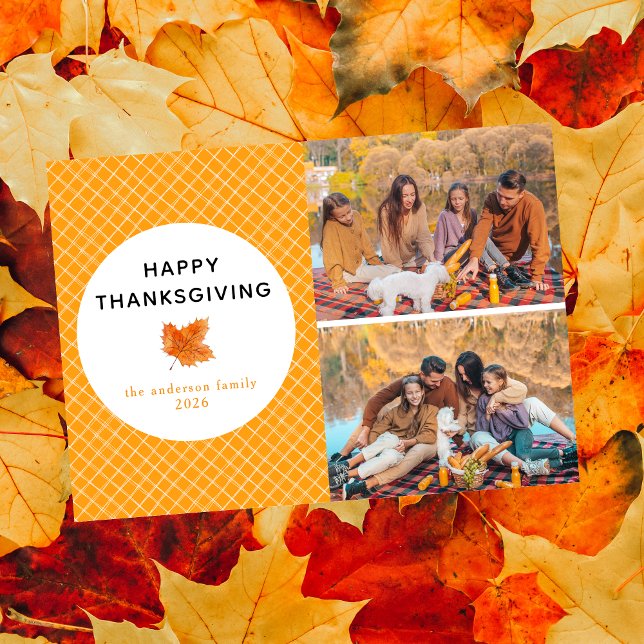 Tarjeta Festiva Naranja Plaid | Feliz Día de Acción de Gracias, ot (Subido por el creador)