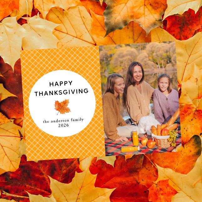 Tarjeta Festiva Naranja Plaid | Feliz Día de Acción de Gracias, Ot (Subido por el creador)