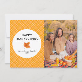 Tarjeta Festiva Naranja Plaid | Feliz Día de Acción de Gracias, Ot