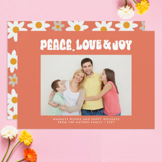 Tarjeta Festiva Naranja Retro Groovy Paz Amo Joy Foto
