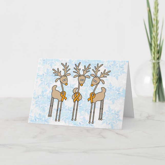 Tarjeta Festiva Naranja Ribbon Reindeer (Anverso)