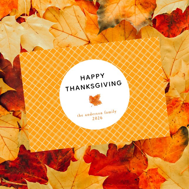 Tarjeta Festiva Naranja Sencillamente Feliz Acción de Gracias Otoñ (Subido por el creador)