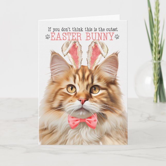 Tarjeta Festiva Naranja Tabby Cat Cutest Easter Bunny Kitty Punks (Anverso)