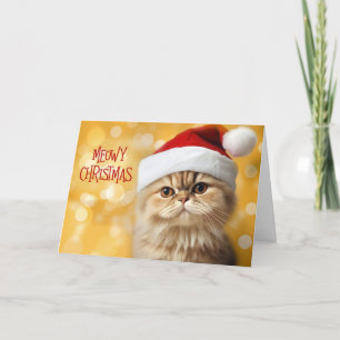 Tarjeta Festiva Naranja Tabby Cat en un Santa Hat