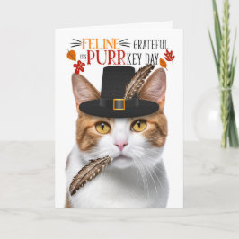 Tarjeta Festiva Naranja Tabby Cat Feline Agradecido por el Día PUR