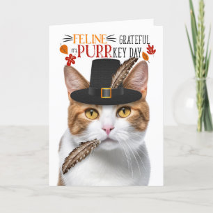 Tarjeta Festiva Naranja Tabby Cat Feline Agradecido por el Día PUR