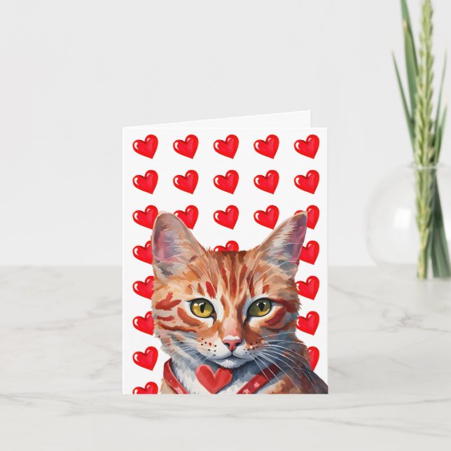 Tarjeta Festiva Naranja Tabby Cat & Heart Purr-fect Valentcard (Anverso)