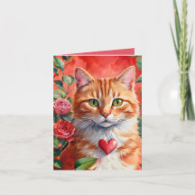 Naranja Tabby Cat Meow-velous Valentcard