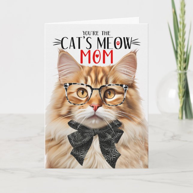 Tarjeta Festiva Naranja Tabby Cat para mamá en el día de la madre (Anverso)