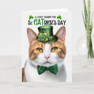 Tarjeta Festiva Naranja Tabby Cat St CATrick's Day Lucky Charm