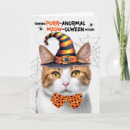 Tarjeta Festiva Naranja Tabby Gato de Halloween PURRolween anormal