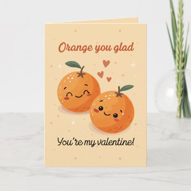 Tarjeta Festiva Naranja, ¿te alegro de que seas mi Valentine? Niño (Anverso)