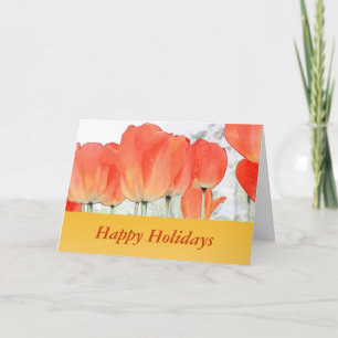 Tarjeta Festiva naranja tulipanes alegre saludo de vacaciones