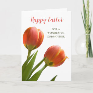Tarjeta Festiva Naranja Tulips feliz padrina de Pascua