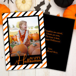 Tarjeta Festiva Naranja Y Personalizado De Banda Negra Foto Hallow