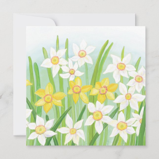 Tarjeta Festiva Narcisos de primavera  (Anverso)