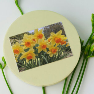 Tarjeta Festiva Narcisos naranjas y amarillos Floral Pascua