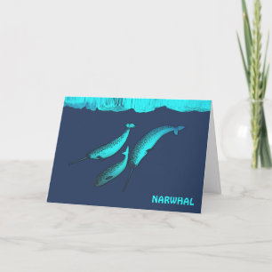 Tarjeta Festiva Narwhal Bajo El Hielo