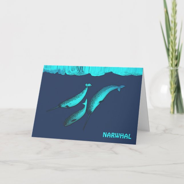 Tarjeta Festiva Narwhal Bajo El Hielo (Anverso)