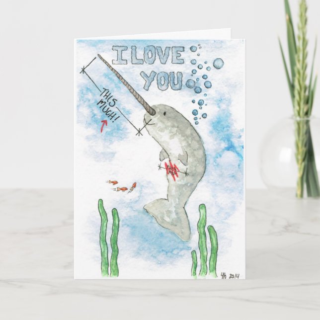 Tarjeta Festiva Narwhal le ama thi….¡ESTE MUCHO! (Anverso)