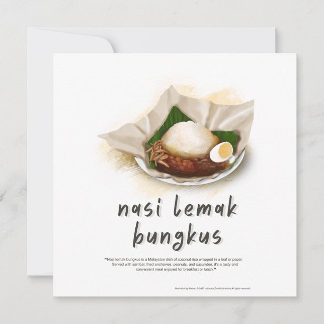 Tarjeta Festiva Nasi Lemak Bungkus Malasia (Anverso)