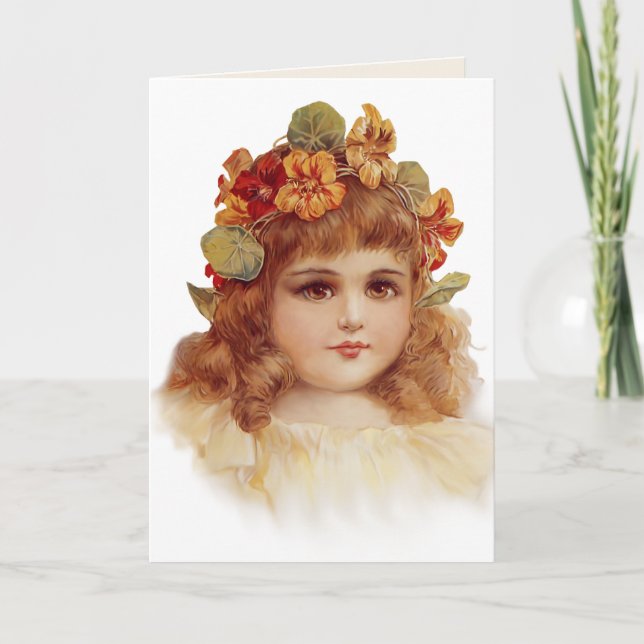 Tarjeta Festiva Nasturtium Wreath (Anverso)