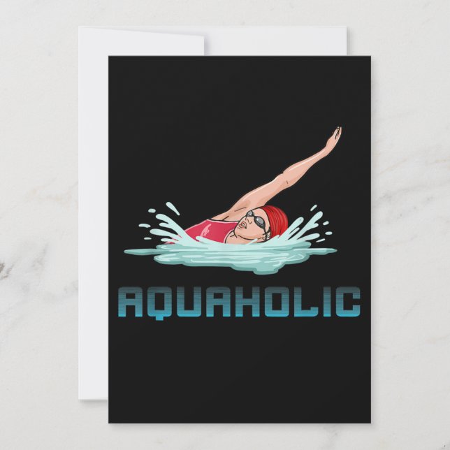 Tarjeta Festiva Natación Cap Goggles Natación Amor Divertido Chica (Anverso)