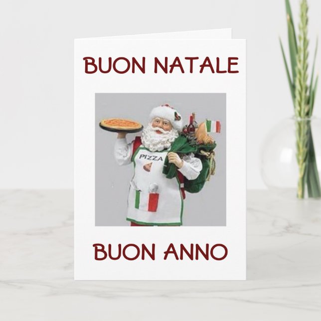 TARJETA FESTIVA NATALE BUON / BUON ANNO ITALIANO SANTA (Anverso)
