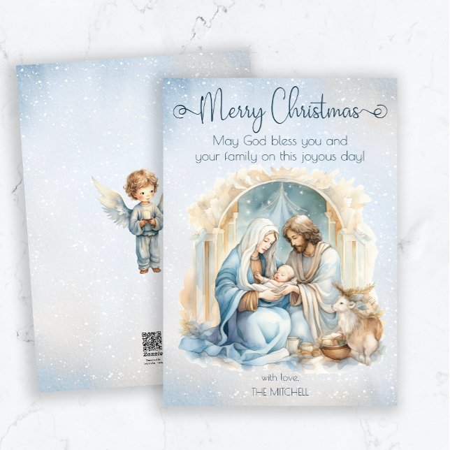 Tarjeta Festiva Natividad acuarela Escena Niño Jesús Navidades (Subido por el creador)