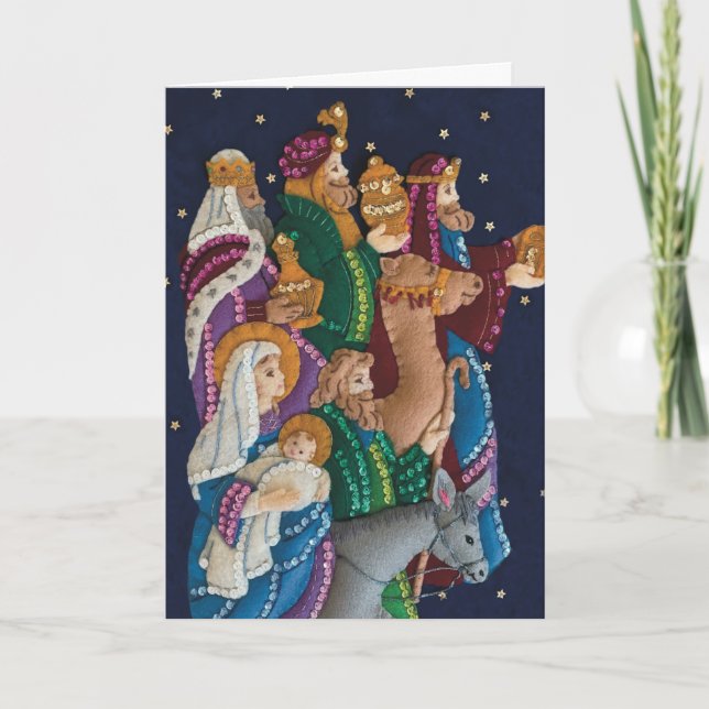 Tarjeta Festiva Natividad artesanal y Personalizado de Navidades H (Anverso)