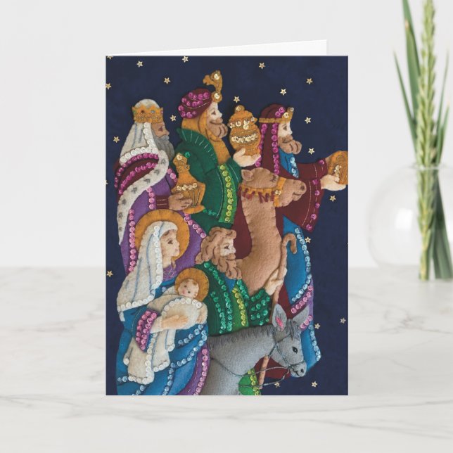 Tarjeta Festiva Natividad artesanal y Personalizado de Navidades H (Anverso)