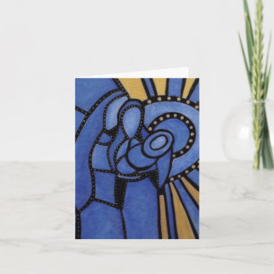 Tarjeta Festiva Natividad azul moderna Jesús Maria José del