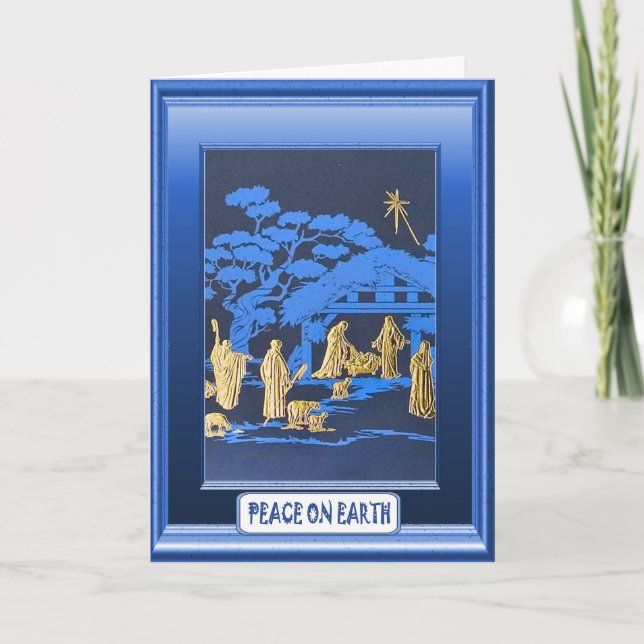 Tarjeta Festiva Natividad, carta de Navidades religiosos (Anverso)