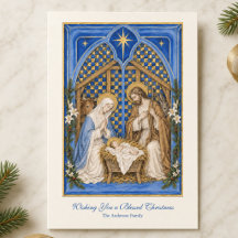 Natividad católica tradicional azul y dorado
