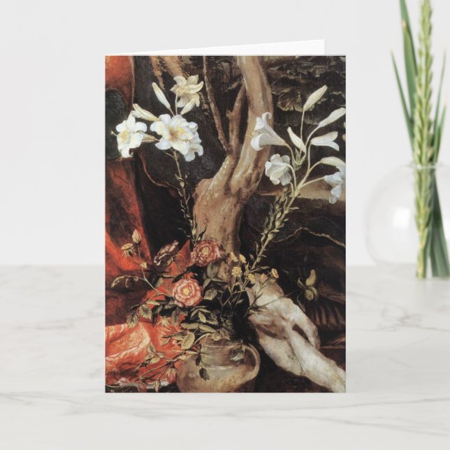 TARJETA FESTIVA NATIVIDAD CON LILLAS BLANCAS - MAGIA DE NAVIDADES (Anverso)