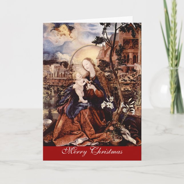 TARJETA FESTIVA NATIVIDAD CON LILLAS BLANCAS - MAGIA DE NAVIDADES (Anverso)