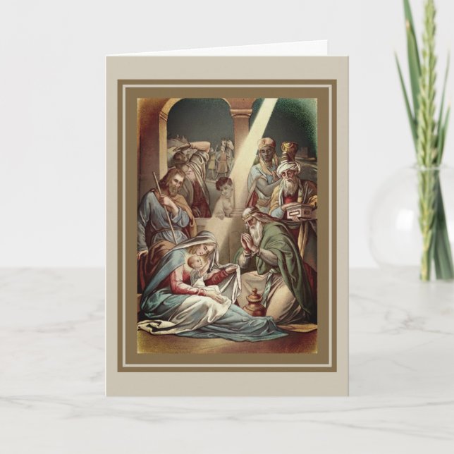 Tarjeta Festiva Natividad con sabios (Anverso)
