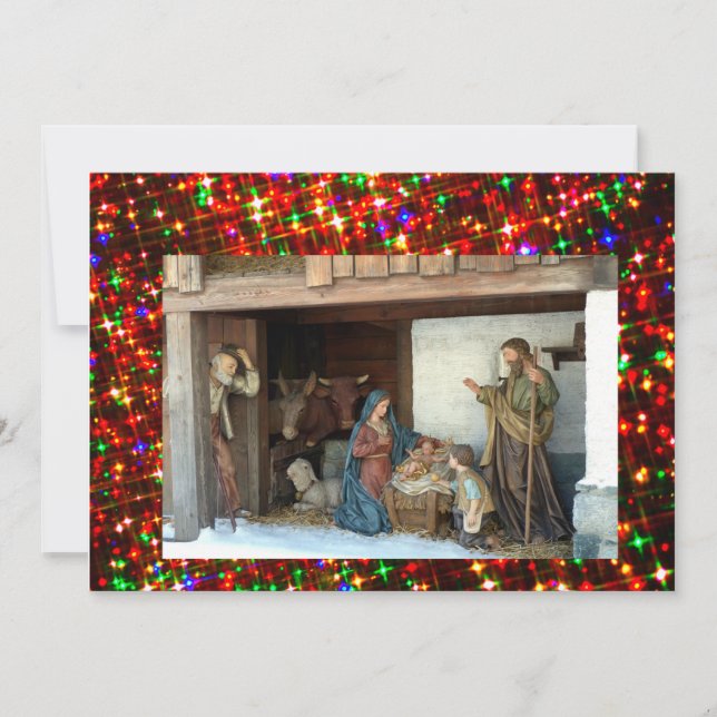Tarjeta Festiva Natividad de aldea (Anverso)
