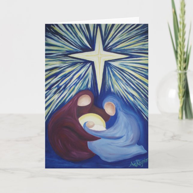 Tarjeta Festiva Natividad de estrella cruzada (Anverso)
