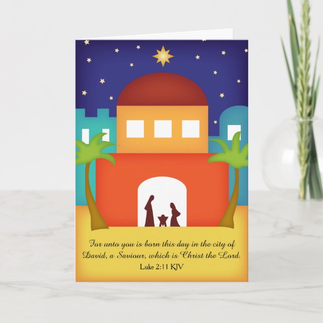 Tarjeta Festiva Natividad de la estrella sobre los Navidades de Be (Anverso)