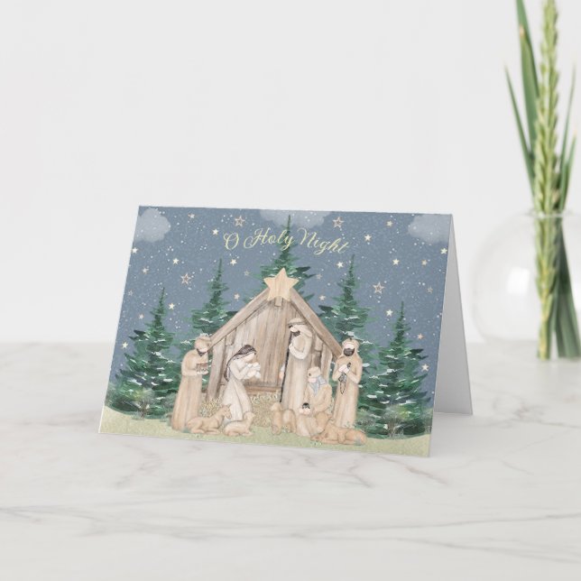 Tarjeta Festiva Natividad de los Navidades acuarelas (Anverso)