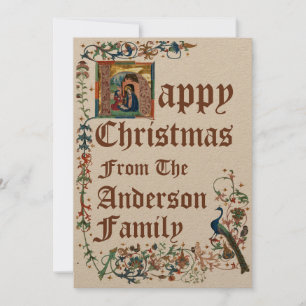 Tarjeta Festiva Natividad de los Navidades de manuscritos con ilum