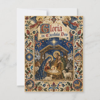 Tarjeta Festiva Natividad de Manuscrito Iluminado Medieval