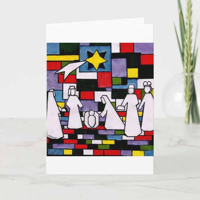 Tarjeta Festiva Natividad de Mondrian - de Stijl - Neoplasticism (Anverso)