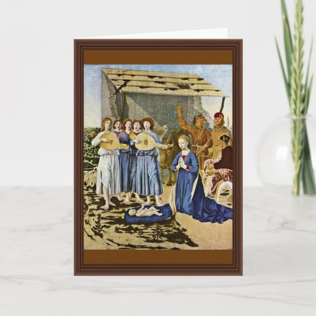 Tarjeta Festiva Natividad de Piero della Francesca (la mejor (Anverso)