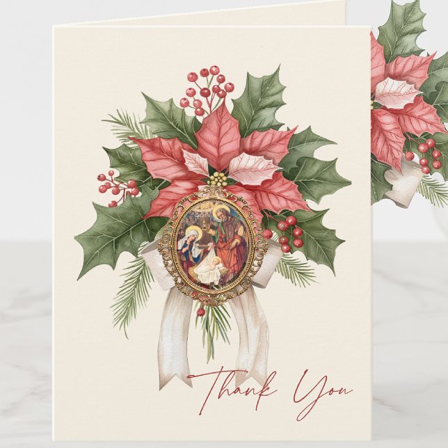 Tarjeta Festiva Natividad de Poinsettia de Jesús Escritura Religio (Subido por el creador)