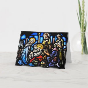 Tarjeta Festiva Natividad de vidrio manchado