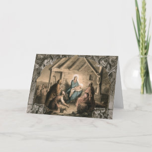 Tarjeta Festiva Natividad del vintage