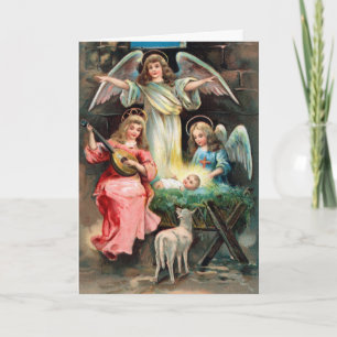 Tarjeta Festiva Natividad del vintage